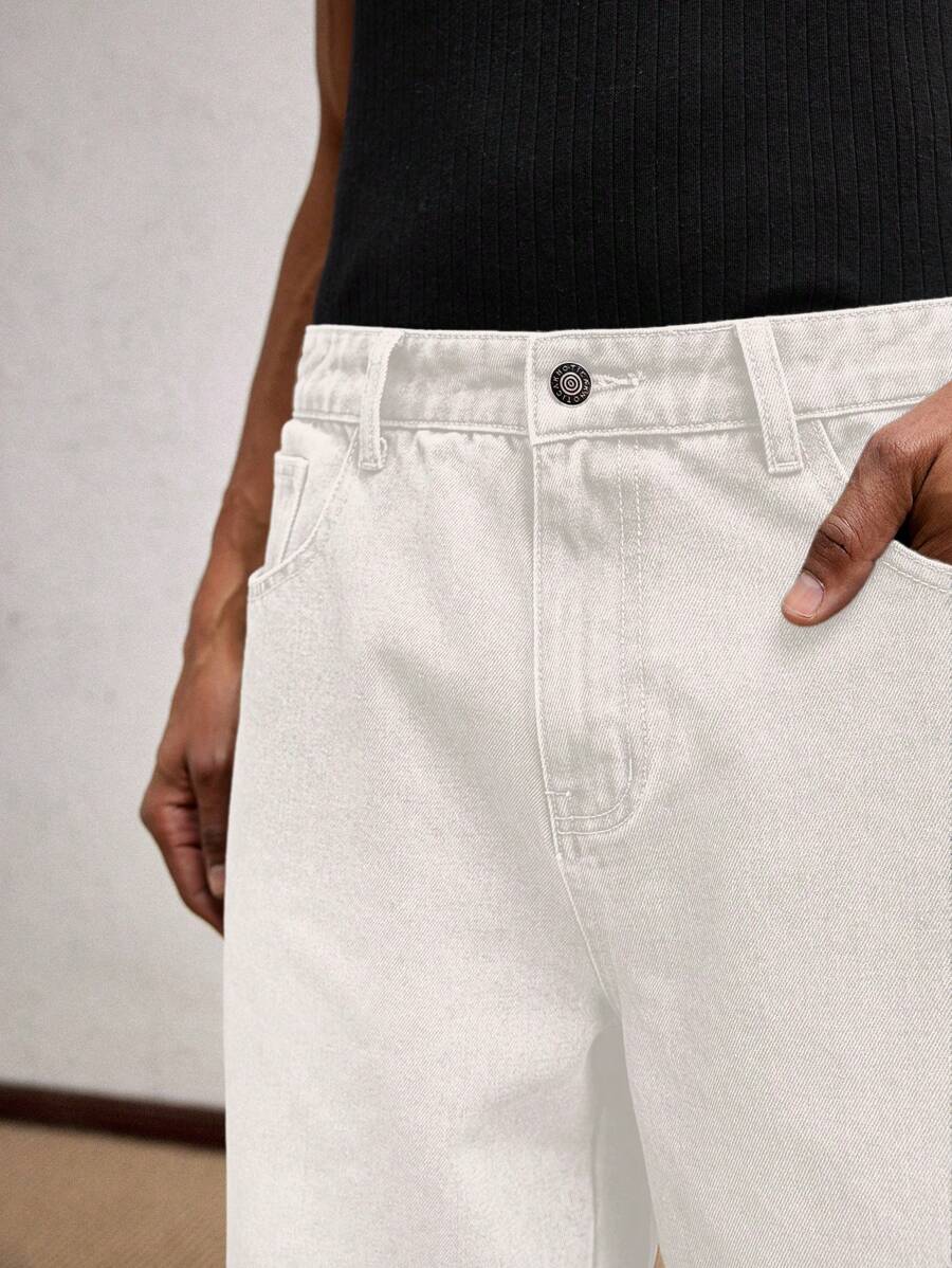 Men's Business Casual Straight Fit Mid-Rise Casual Jeans