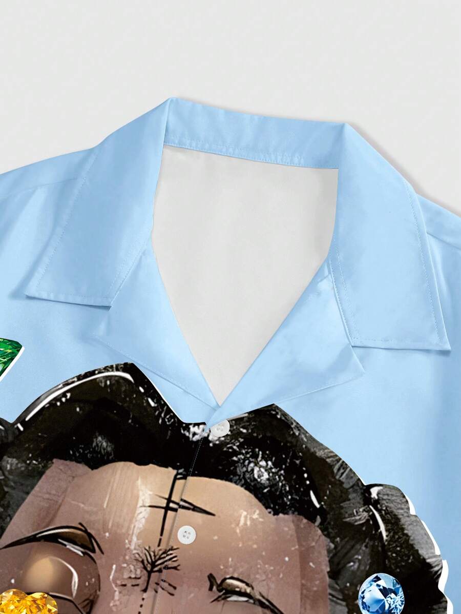 Men's Printed Button-Down Short Sleeve Shirt