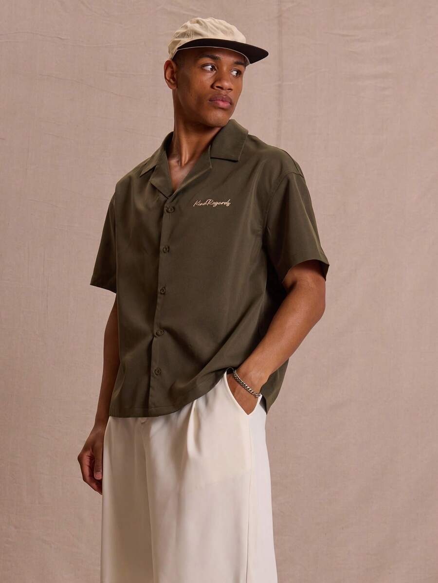 Button Up Short Sleeve Graphic Bowling Shirt