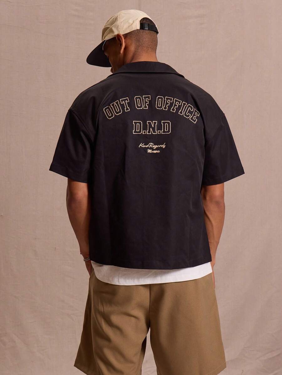 Button Up Short Sleeve Graphic Bowling Shirt