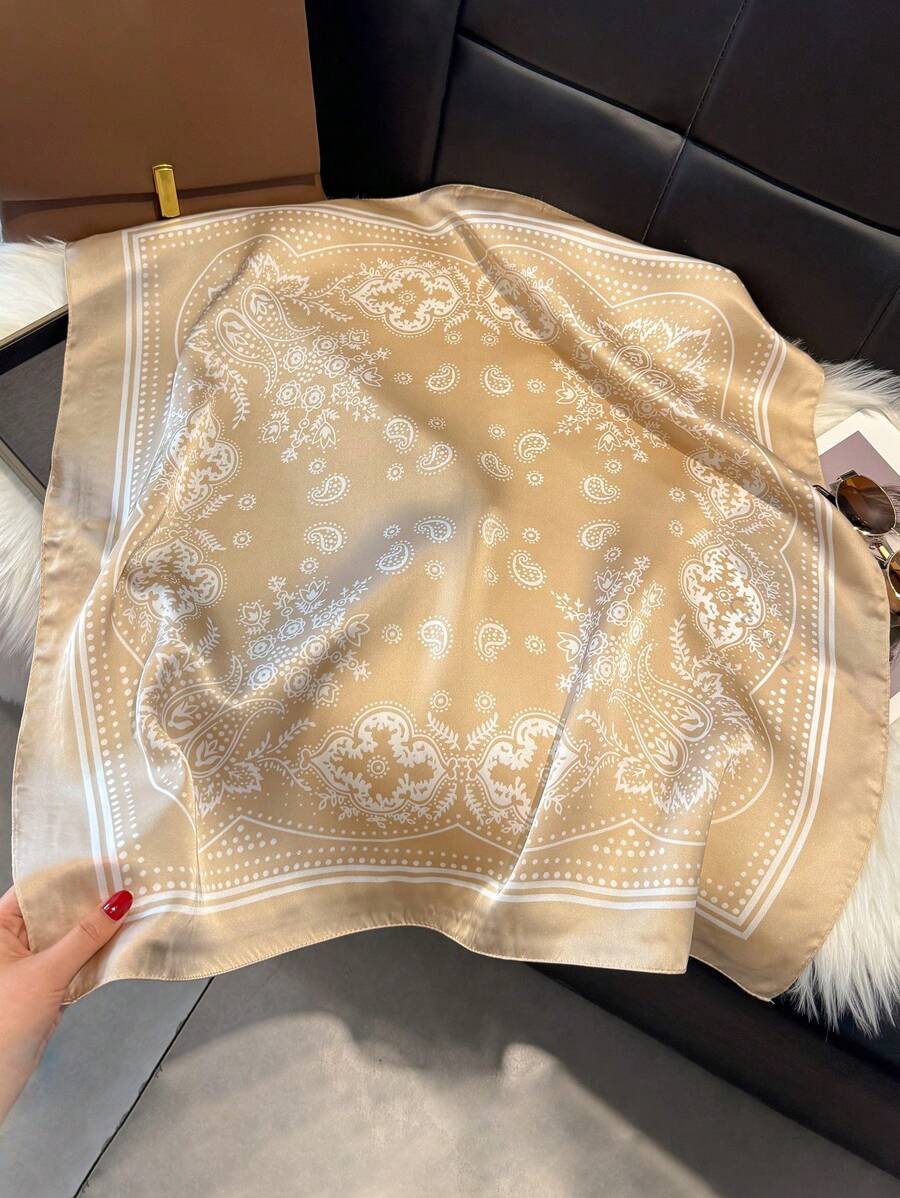 1pc Paisley Printed 70cm Faux Silk Square Scarf/Bandana