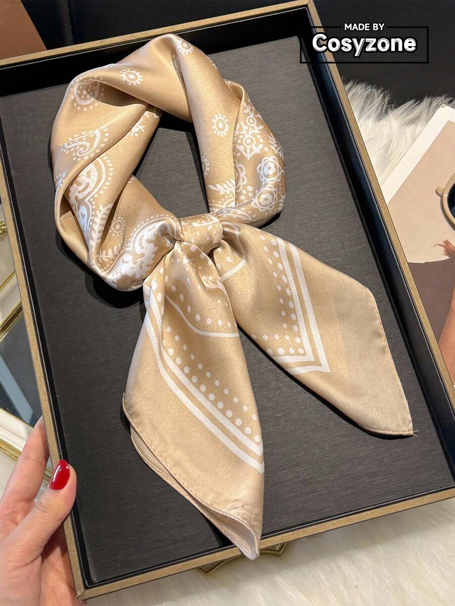 1pc Paisley Printed 70cm Faux Silk Square Scarf/Bandana