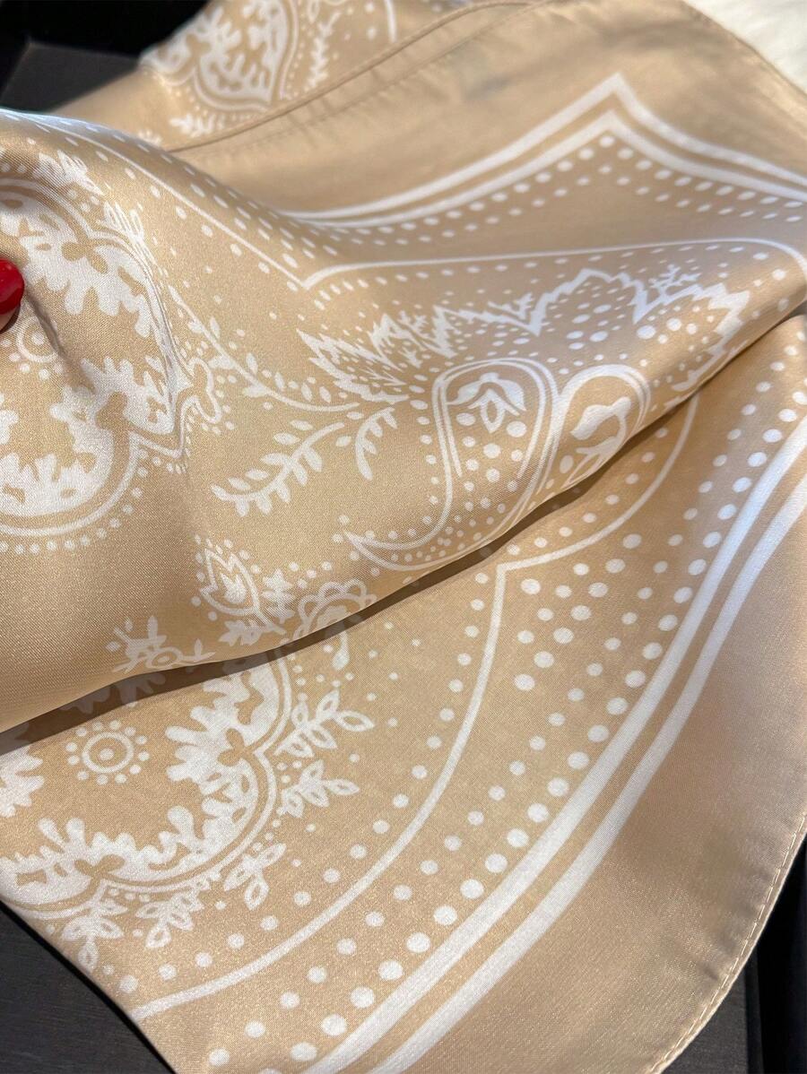 1pc Paisley Printed 70cm Faux Silk Square Scarf/Bandana