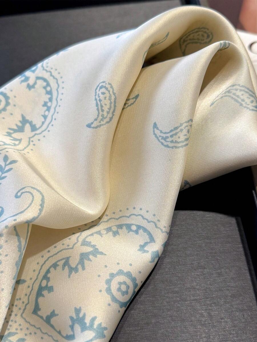 1pc Paisley Printed 70cm Faux Silk Square Scarf/Bandana