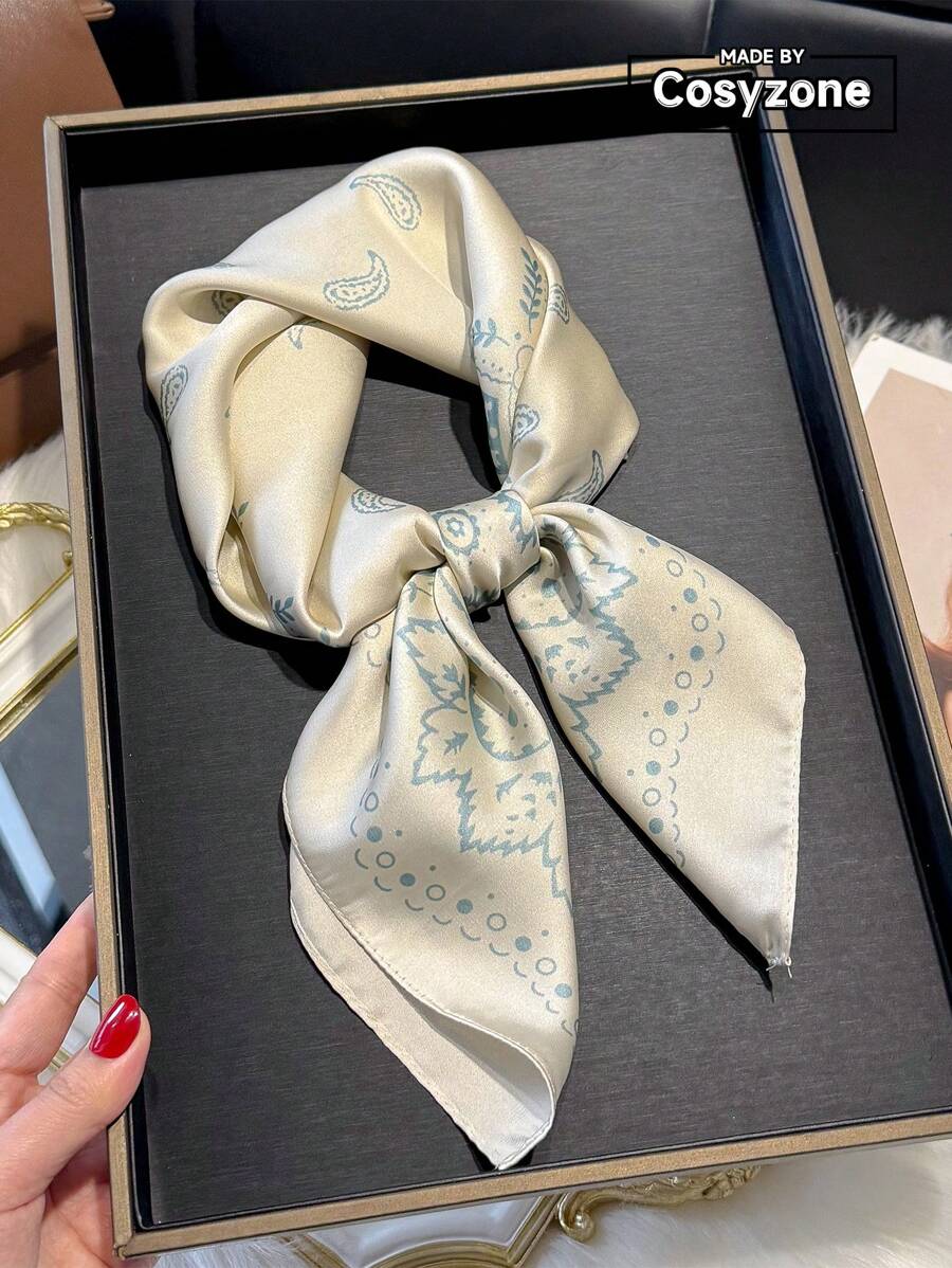 1pc Paisley Printed 70cm Faux Silk Square Scarf/Bandana