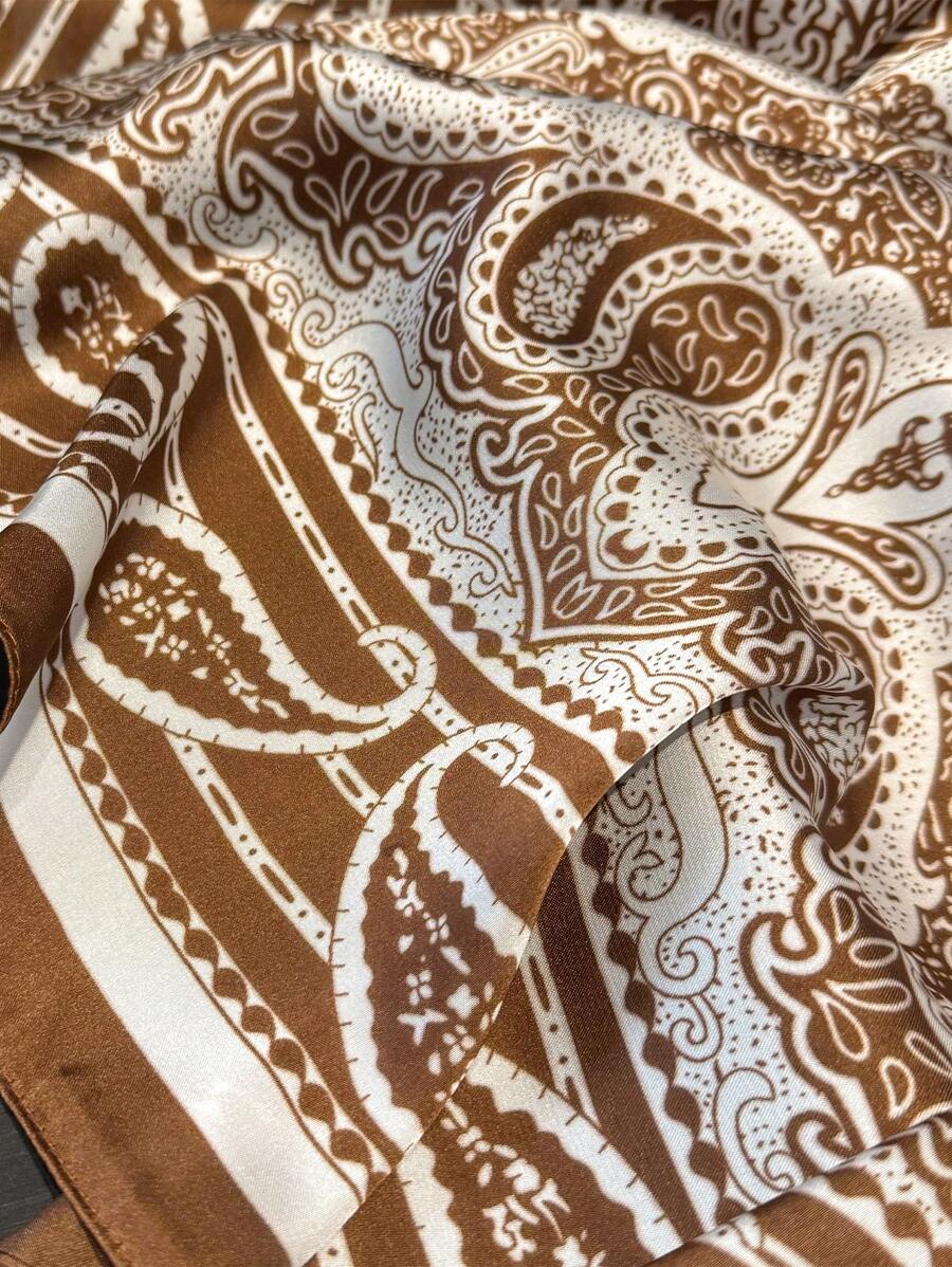 1pc Paisley Printed 70cm Faux Silk Square Scarf/Bandana