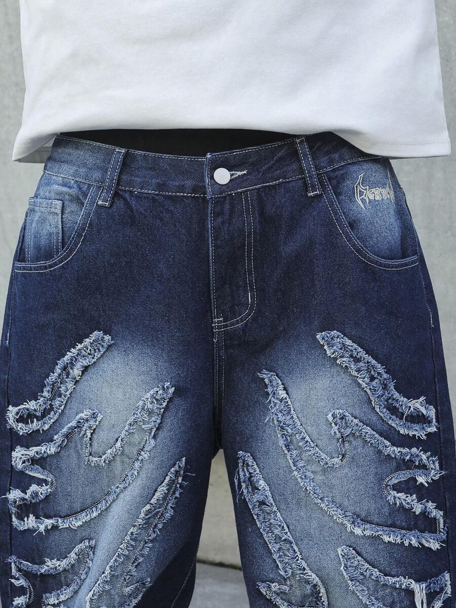 Men's Patchwork Wide Leg Loose Casual Jeans
