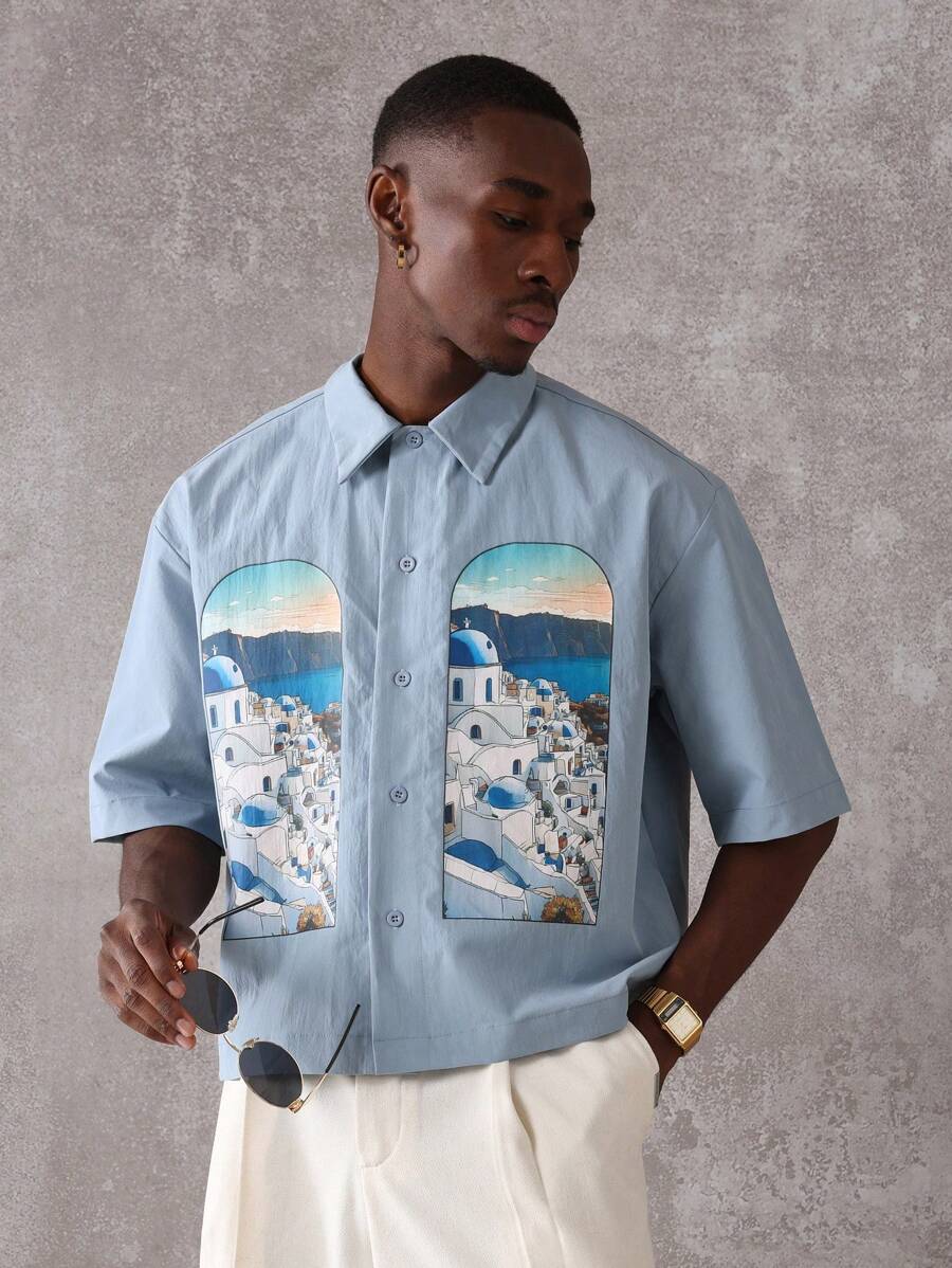 Print Button-Up Resort Shirt