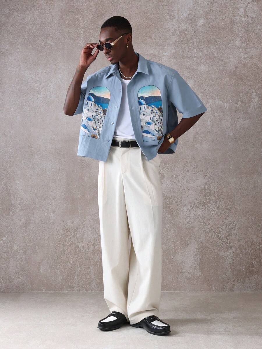 Print Button-Up Resort Shirt