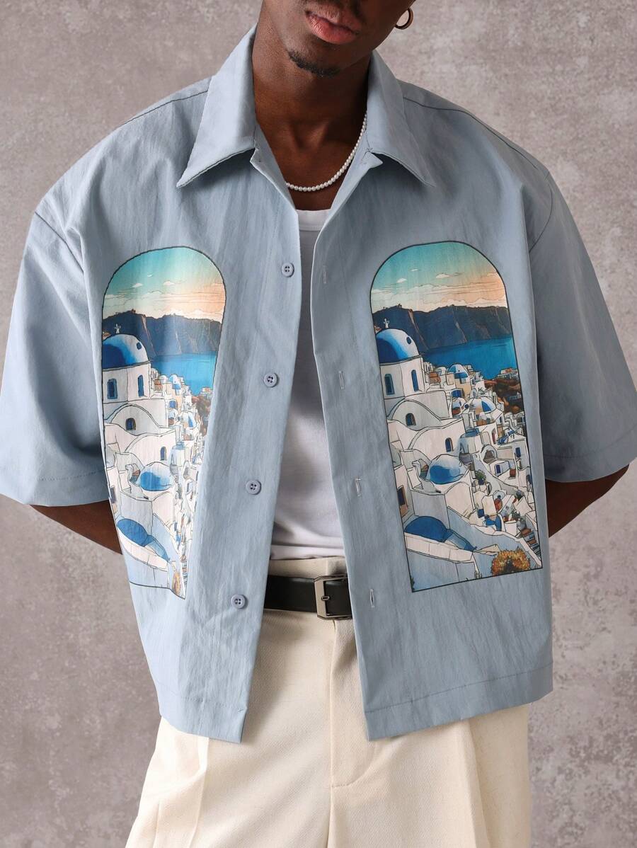 Print Button-Up Resort Shirt