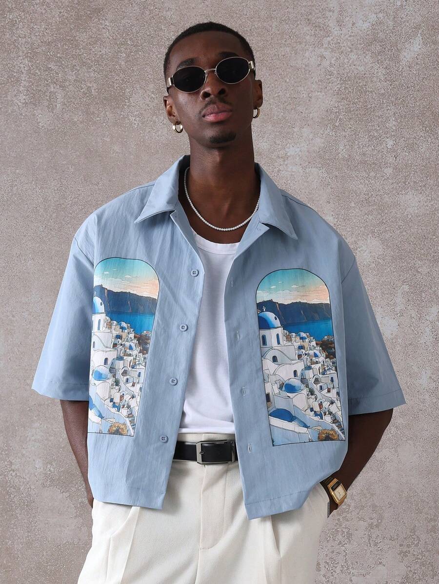 Print Button-Up Resort Shirt