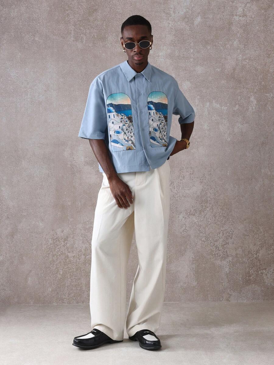 Print Button-Up Resort Shirt