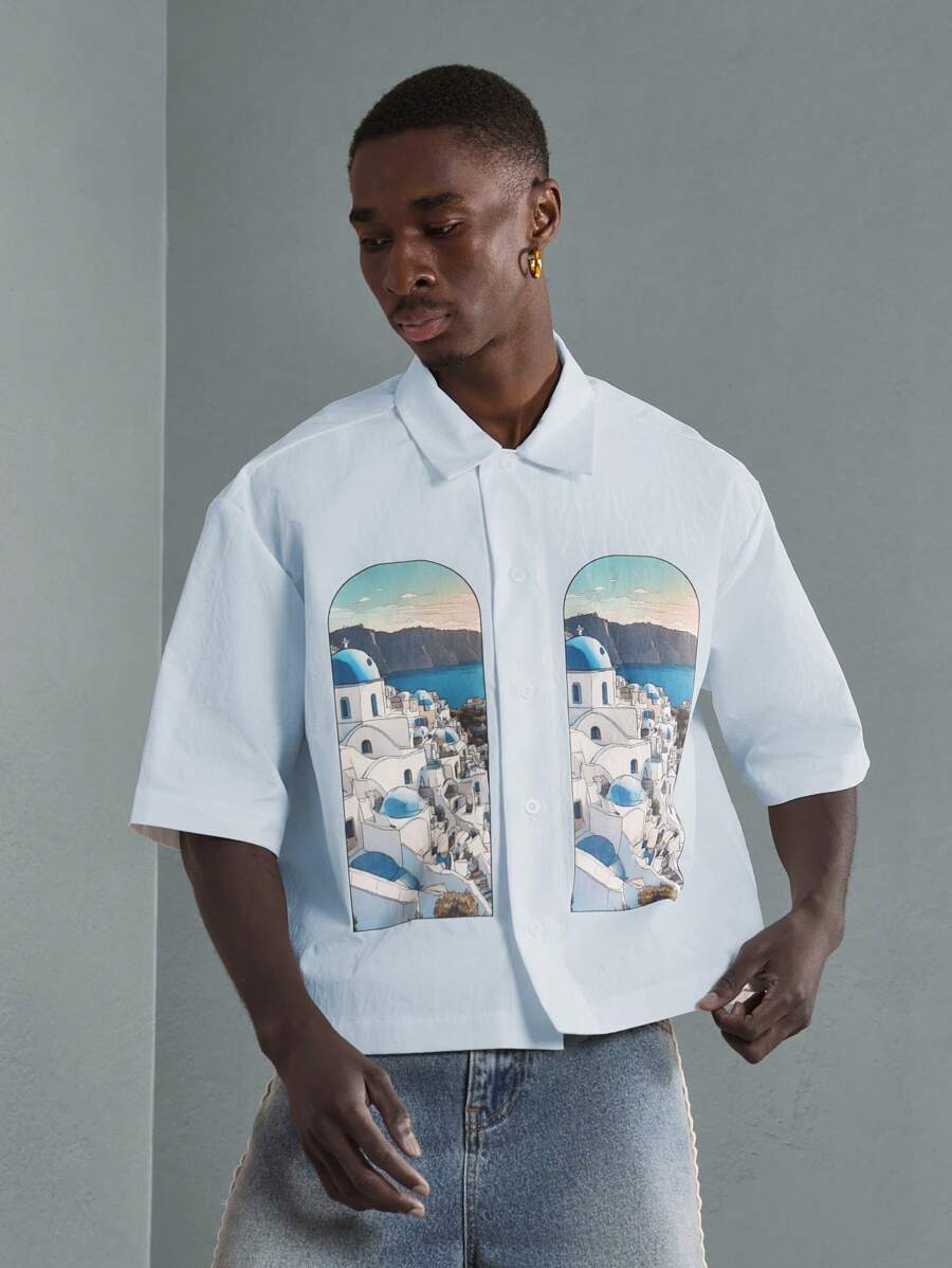 Print Button-Up Resort Shirt