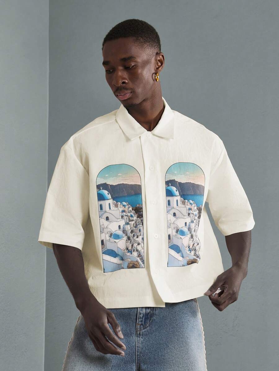 Print Button-Up Resort Shirt