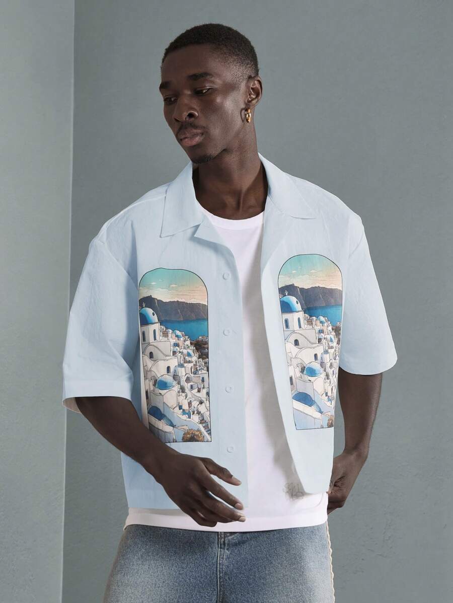 Print Button-Up Resort Shirt