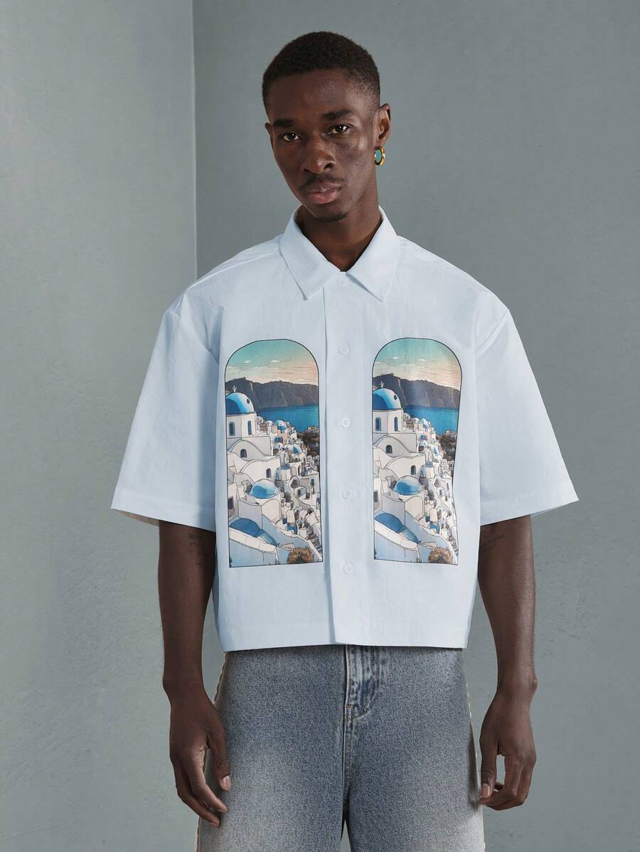 Print Button-Up Resort Shirt