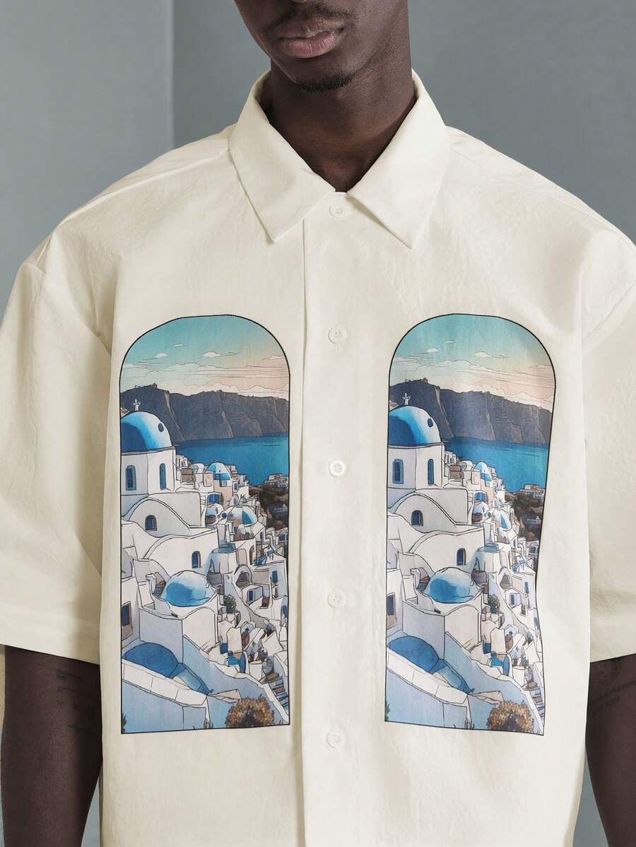Print Button-Up Resort Shirt