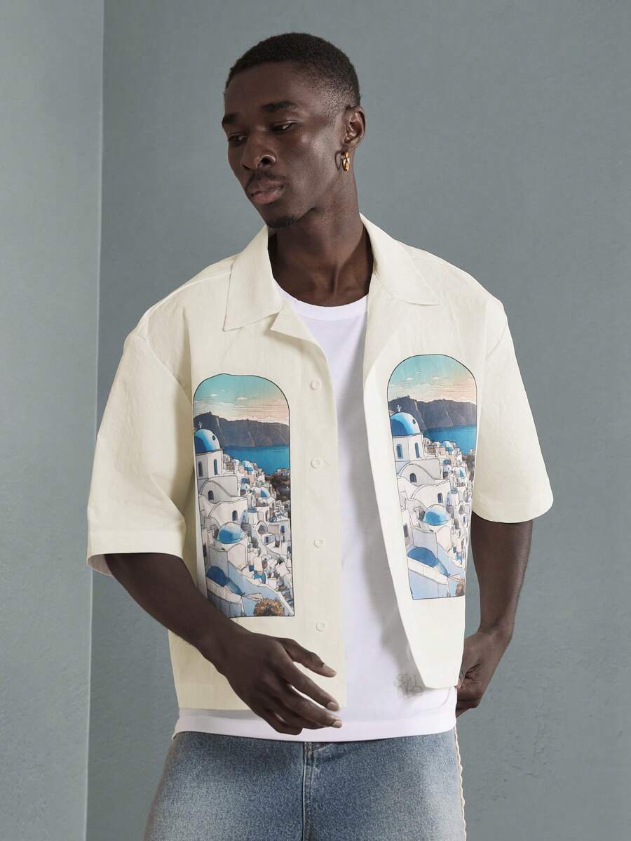 Print Button-Up Resort Shirt