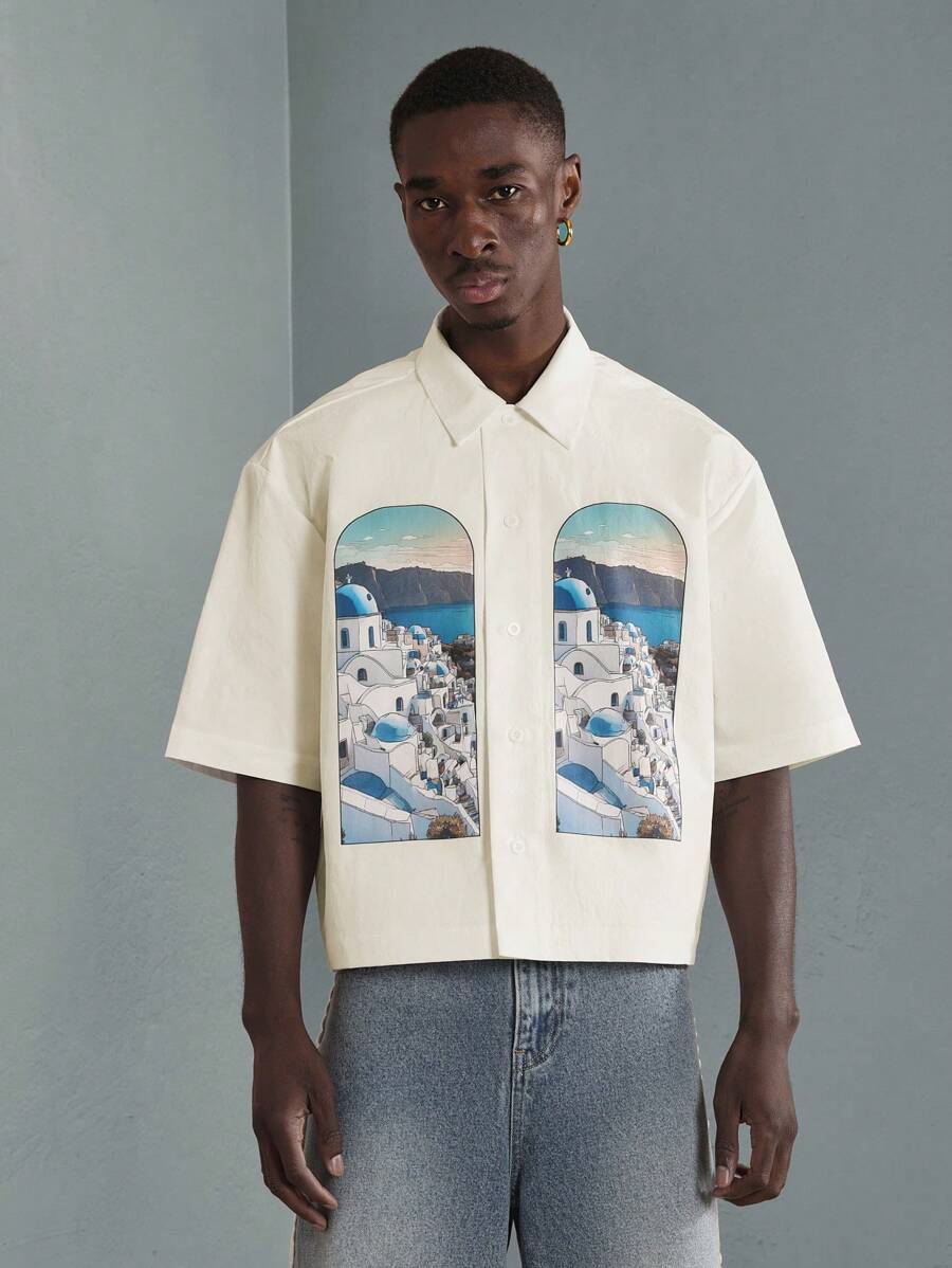 Print Button-Up Resort Shirt