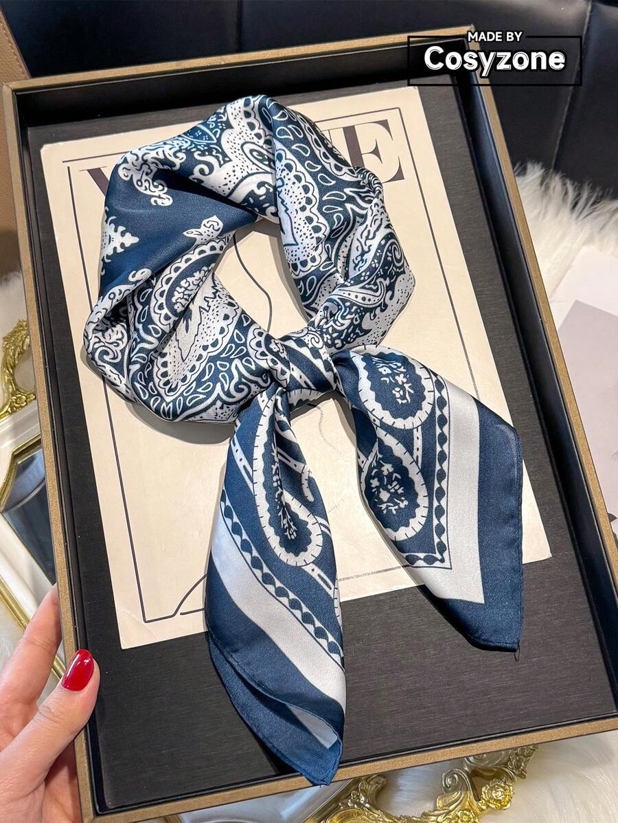 1pc Paisley Printed 70cm Faux Silk Square Scarf/Bandana