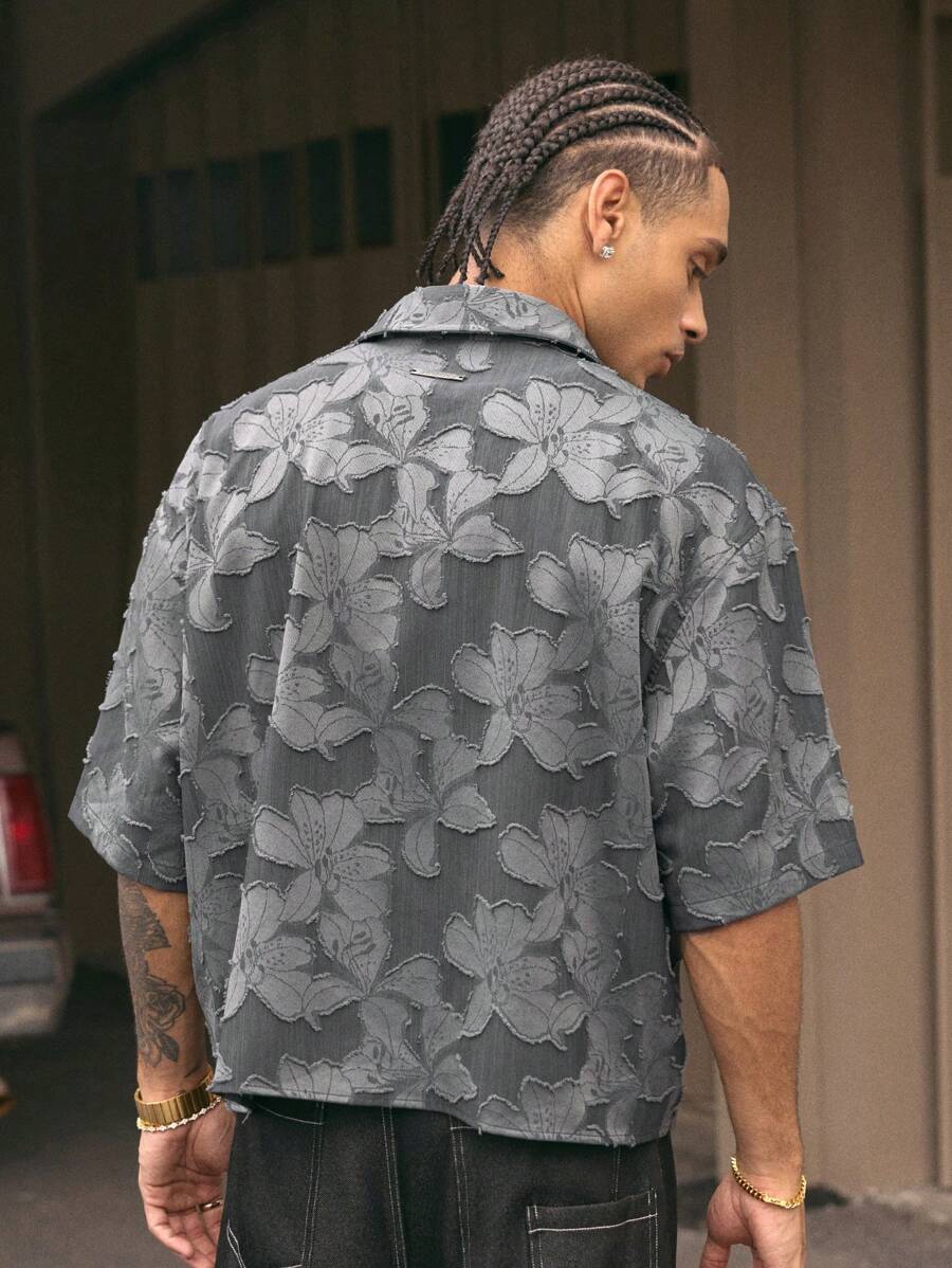 Men's Streetwear Turndown Collar Short Sleeve Loose Fit Shirt