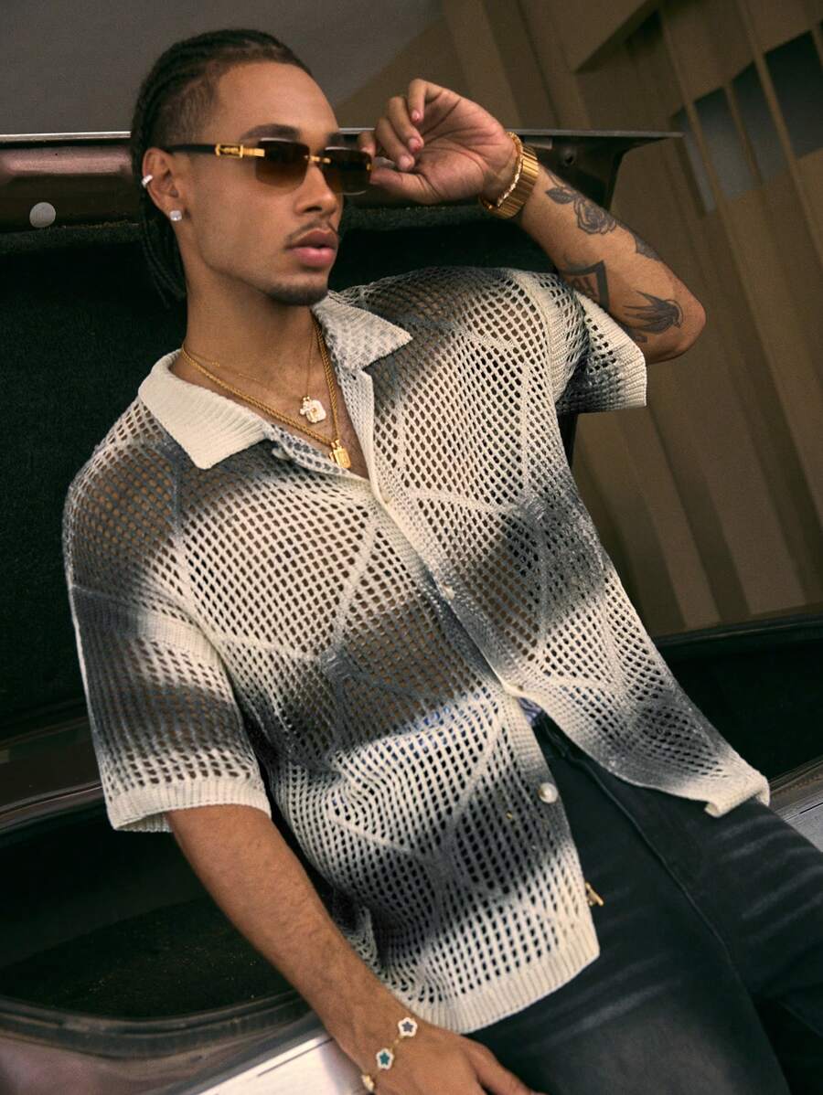 Men's Short Sleeve Loose Fit Knitted Top