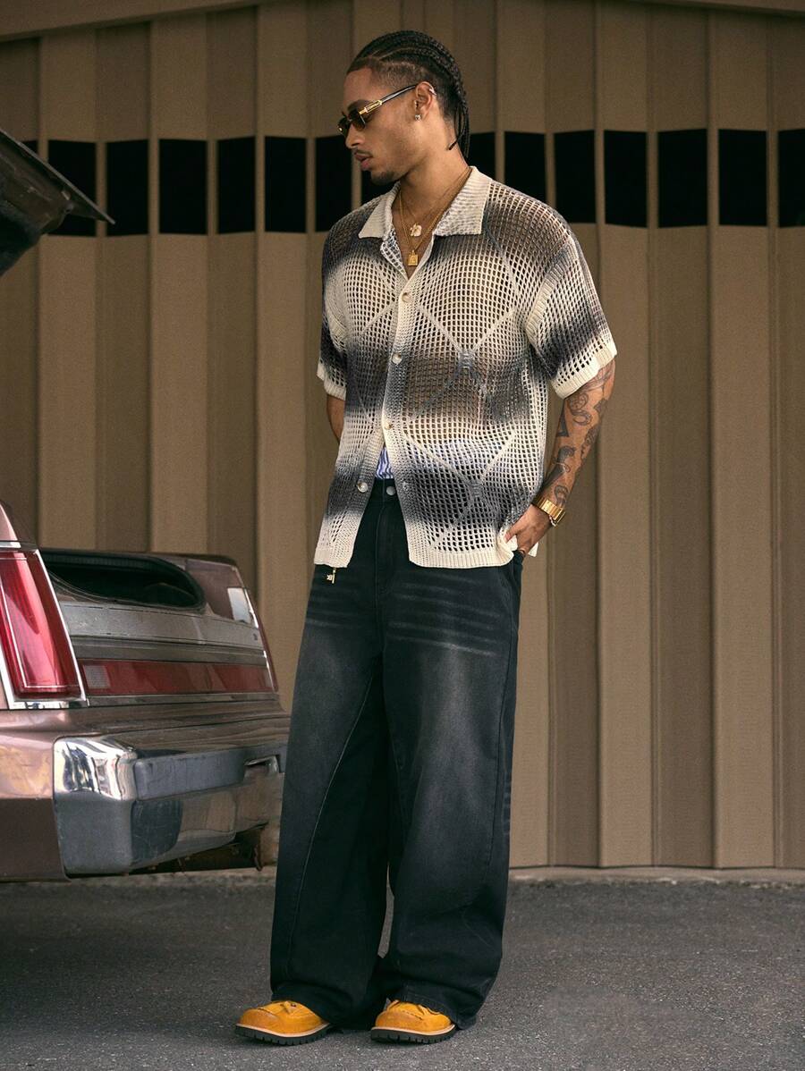 Men's Short Sleeve Loose Fit Knitted Top