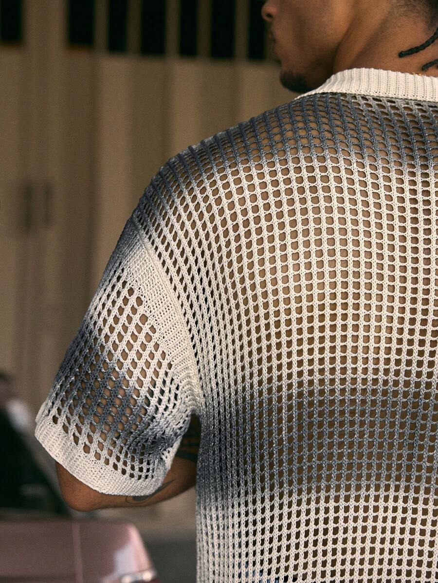 Men's Short Sleeve Loose Fit Knitted Top