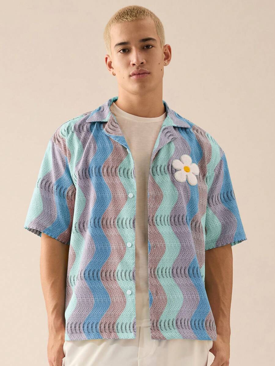 Men's Casual Loose Woven Short Sleeve Shirt