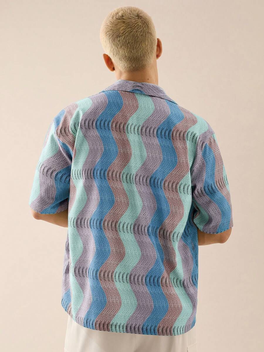 Men's Casual Loose Woven Short Sleeve Shirt