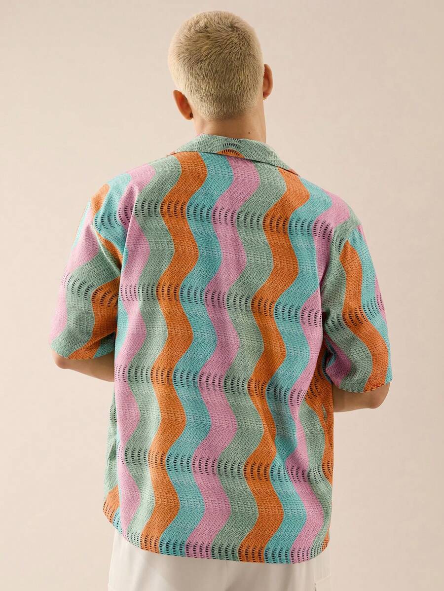 Men's Casual Loose Woven Short Sleeve Shirt