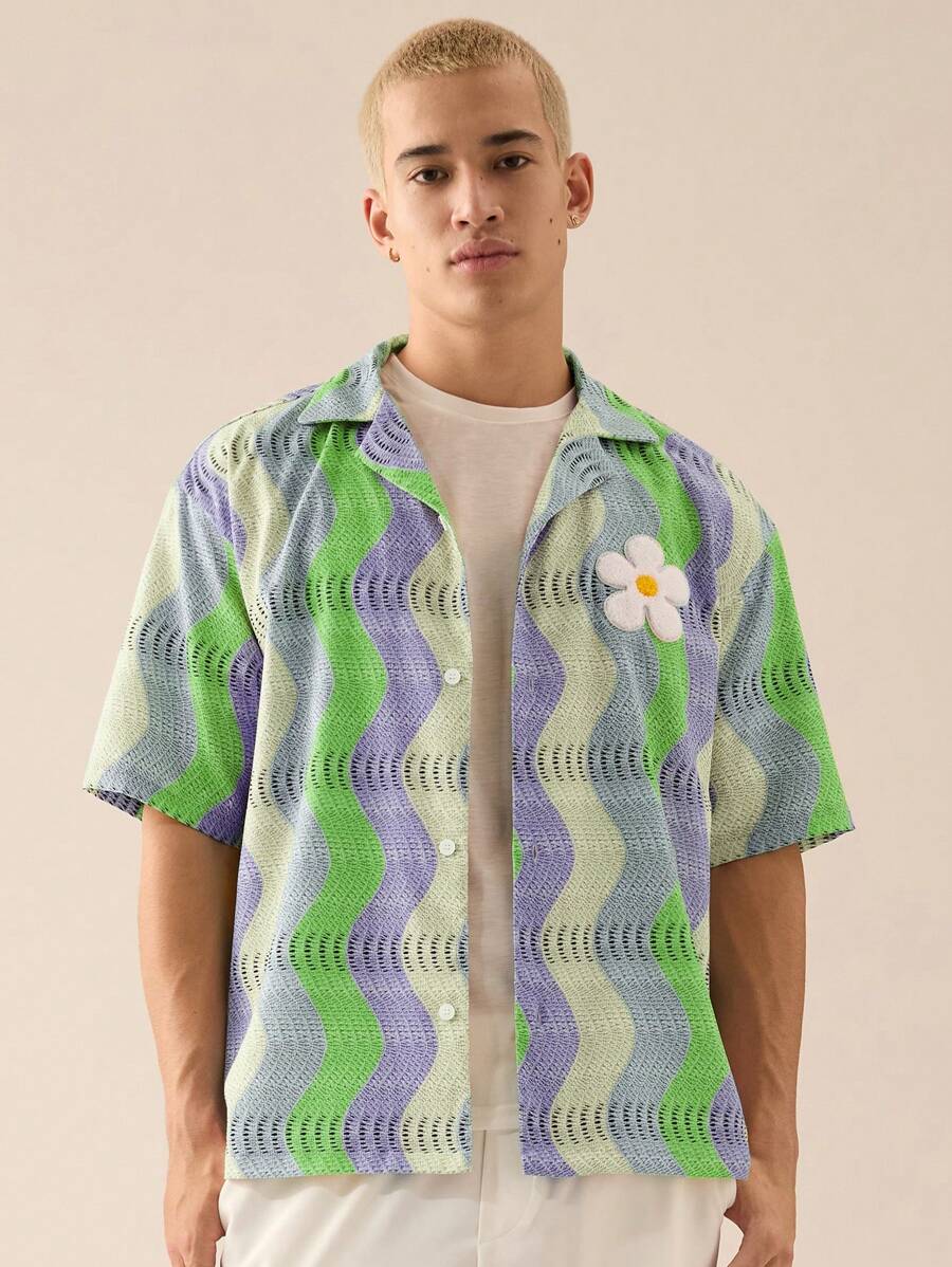 Men's Casual Loose Woven Short Sleeve Shirt