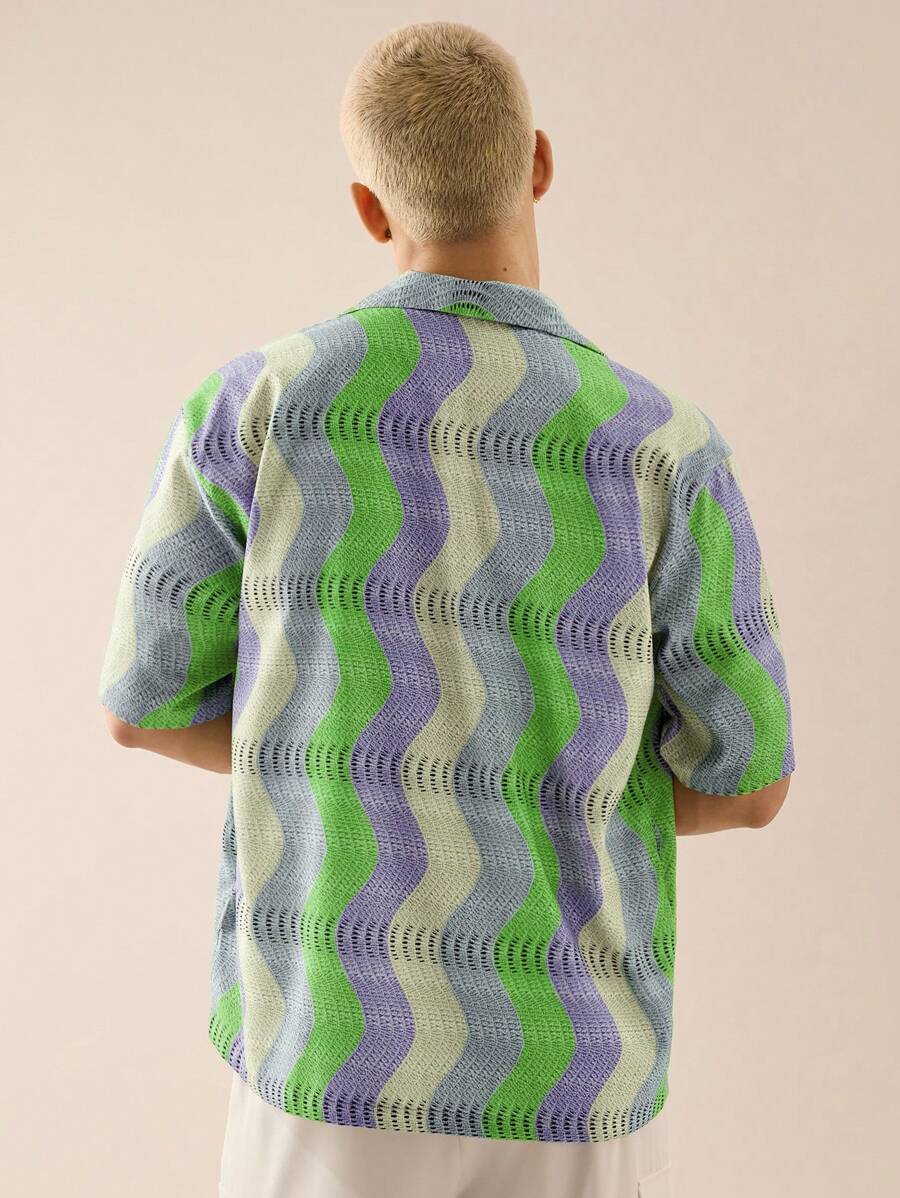 Men's Casual Loose Woven Short Sleeve Shirt