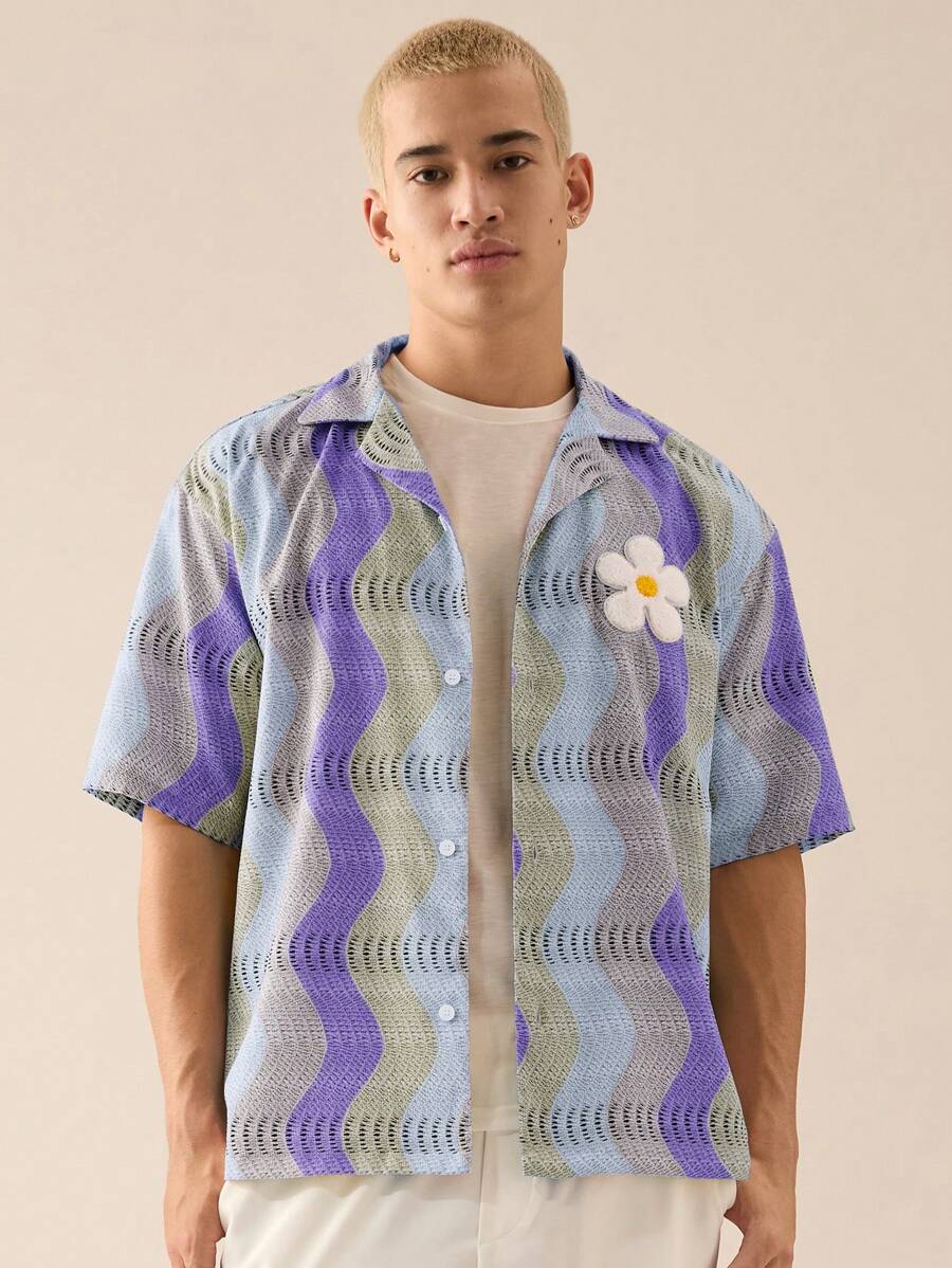 Men's Casual Loose Woven Short Sleeve Shirt