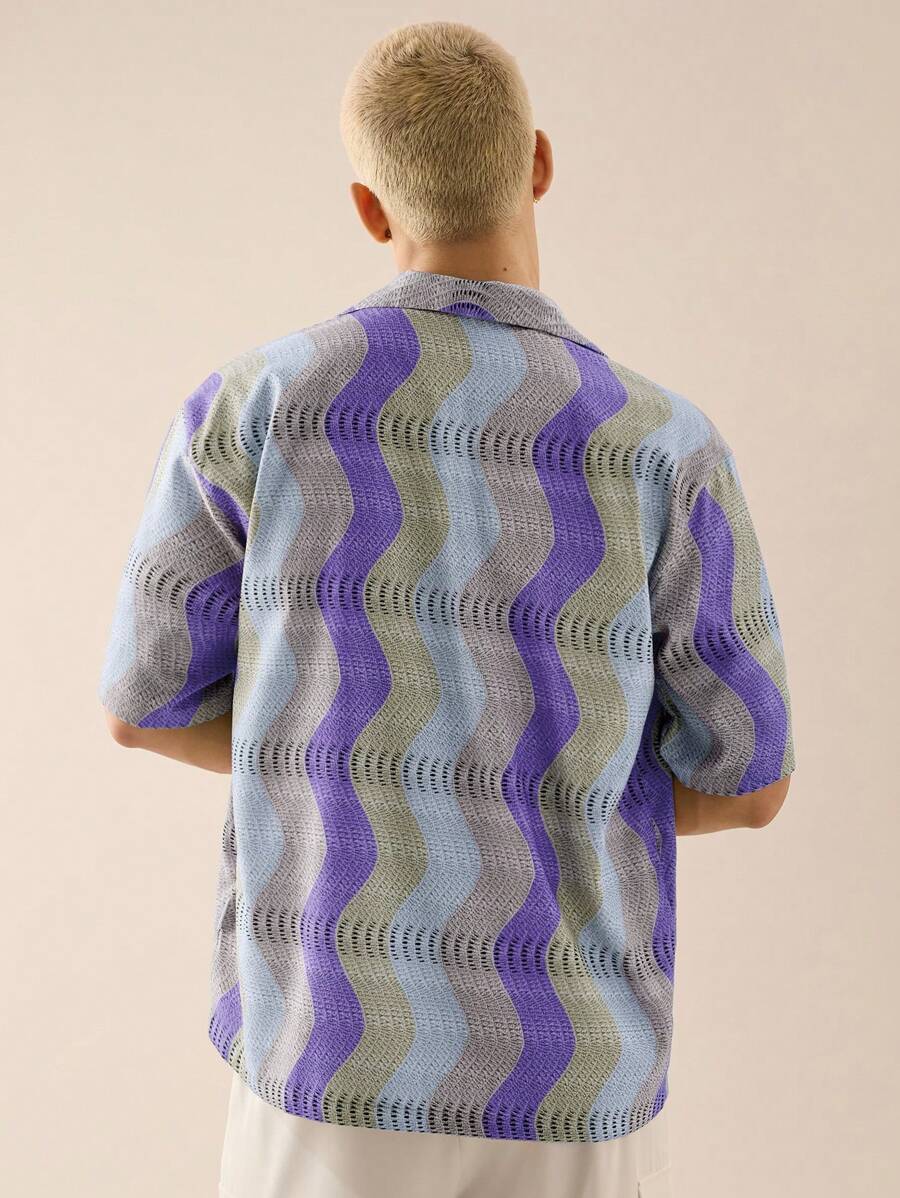 Men's Casual Loose Woven Short Sleeve Shirt