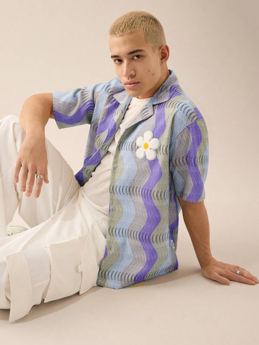 Men's Casual Loose Woven Short Sleeve Shirt