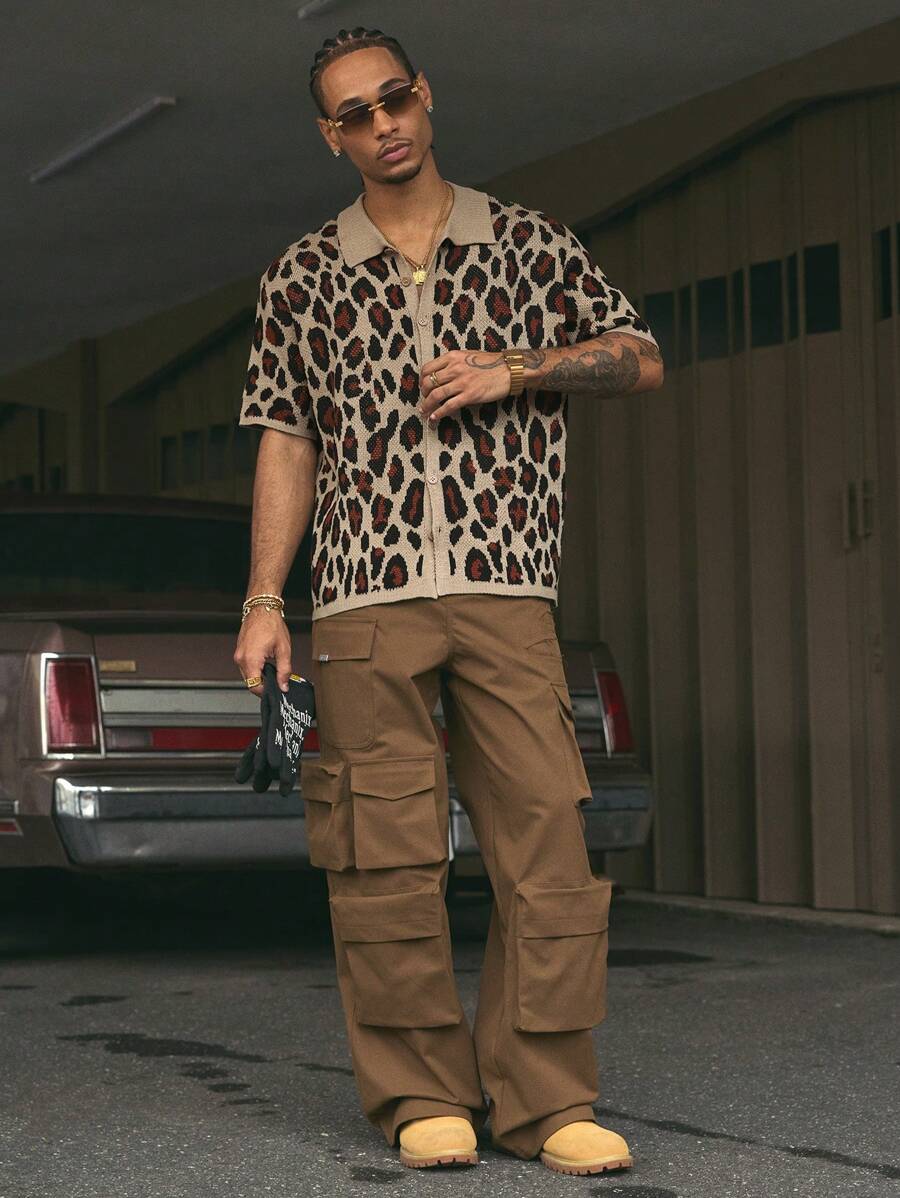 Short Sleeve Loose Fit Knit Shirt For Men