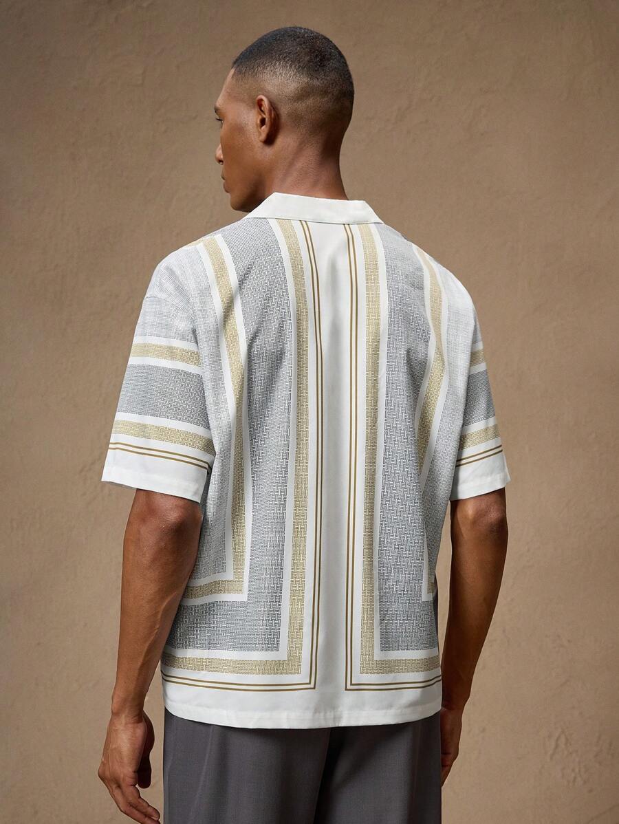 Business Casual Woven Floral Embroidered Drop Shoulder Shirt