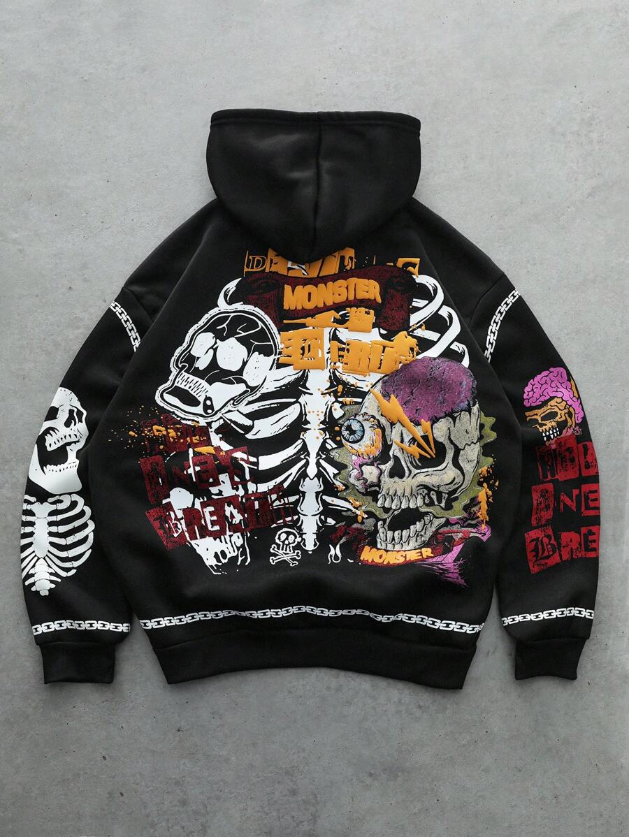 Gothic Skull Street Grey Hoodie