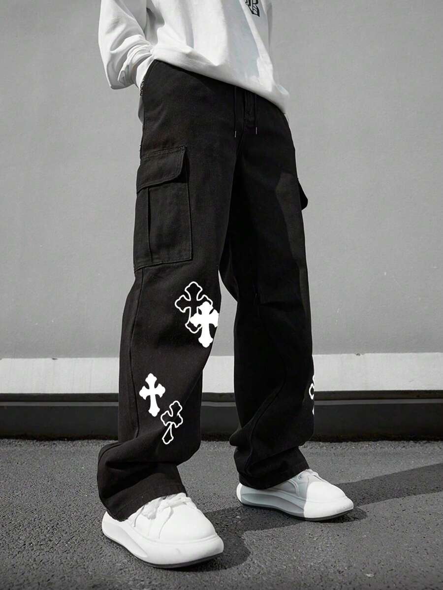 Loose Straight-Leg Cargo Pants Crosses