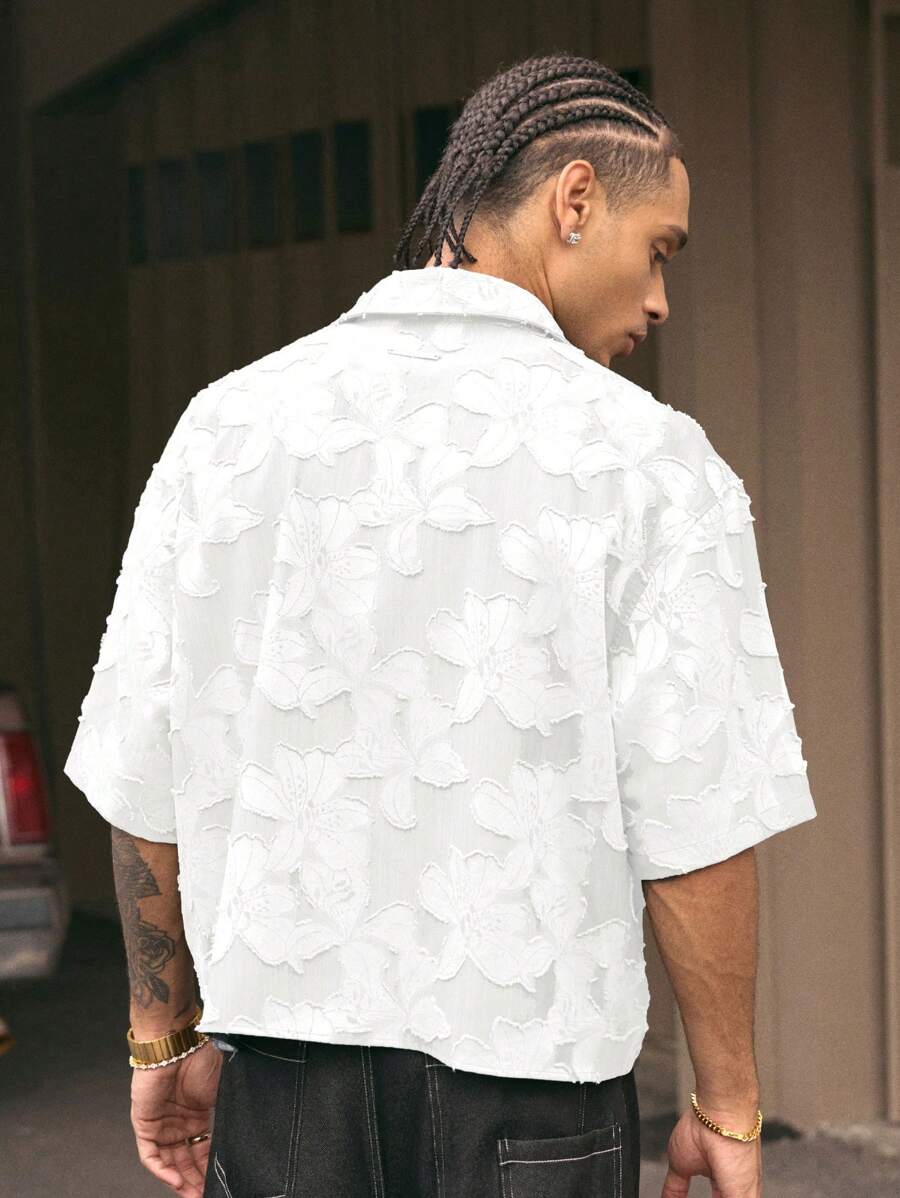 Men's Streetwear Turndown Collar Short Sleeve Loose Fit Shirt
