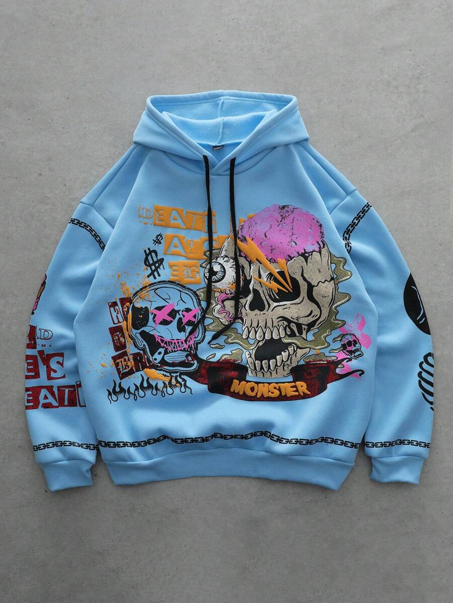 Gothic Skull Street Grey Hoodie