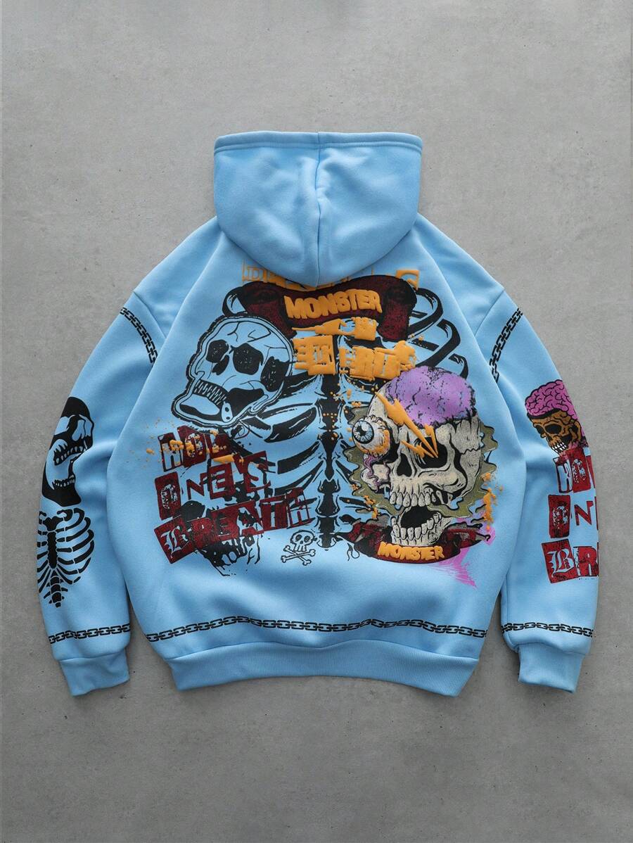 Gothic Skull Street Grey Hoodie