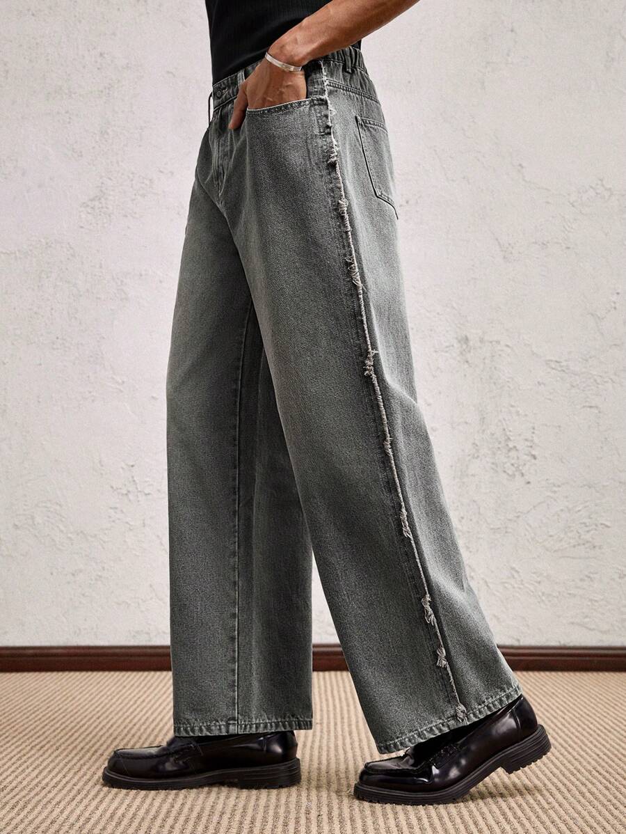 Men's Business Casual Straight Fit Mid-Rise Casual Jeans