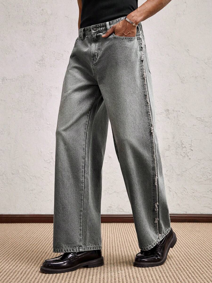 Men's Business Casual Straight Fit Mid-Rise Casual Jeans