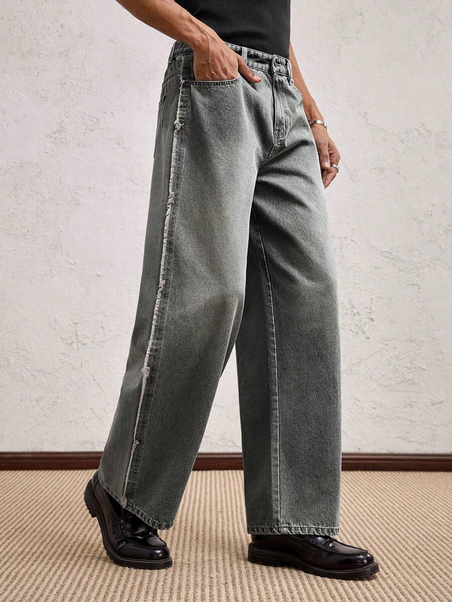 Men's Business Casual Straight Fit Mid-Rise Casual Jeans