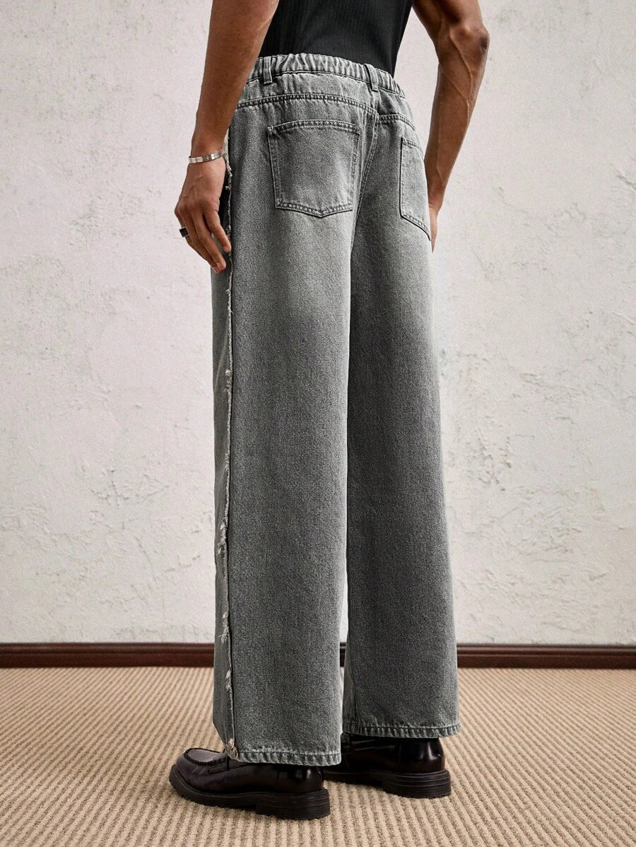 Men's Business Casual Straight Fit Mid-Rise Casual Jeans