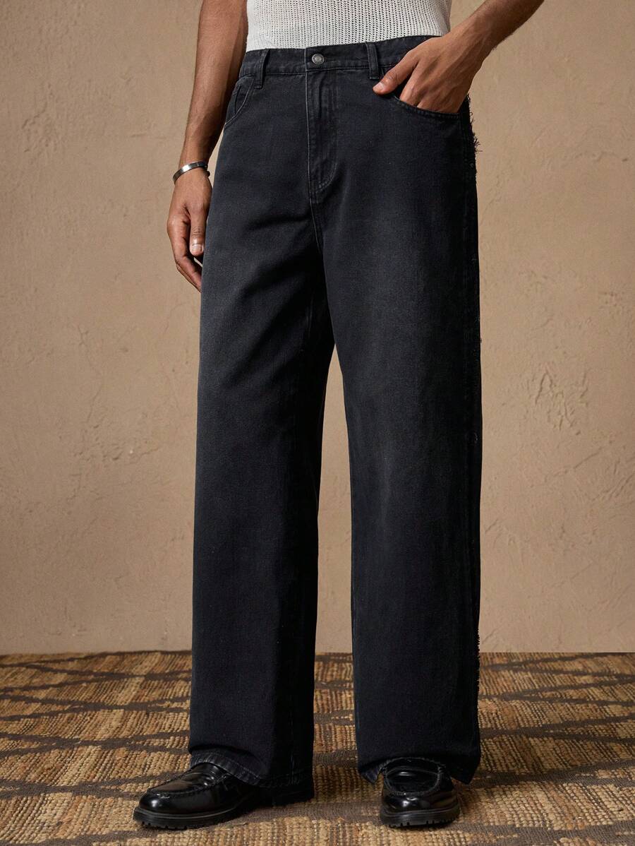 Men's Business Casual Straight Fit Mid-Rise Casual Jeans