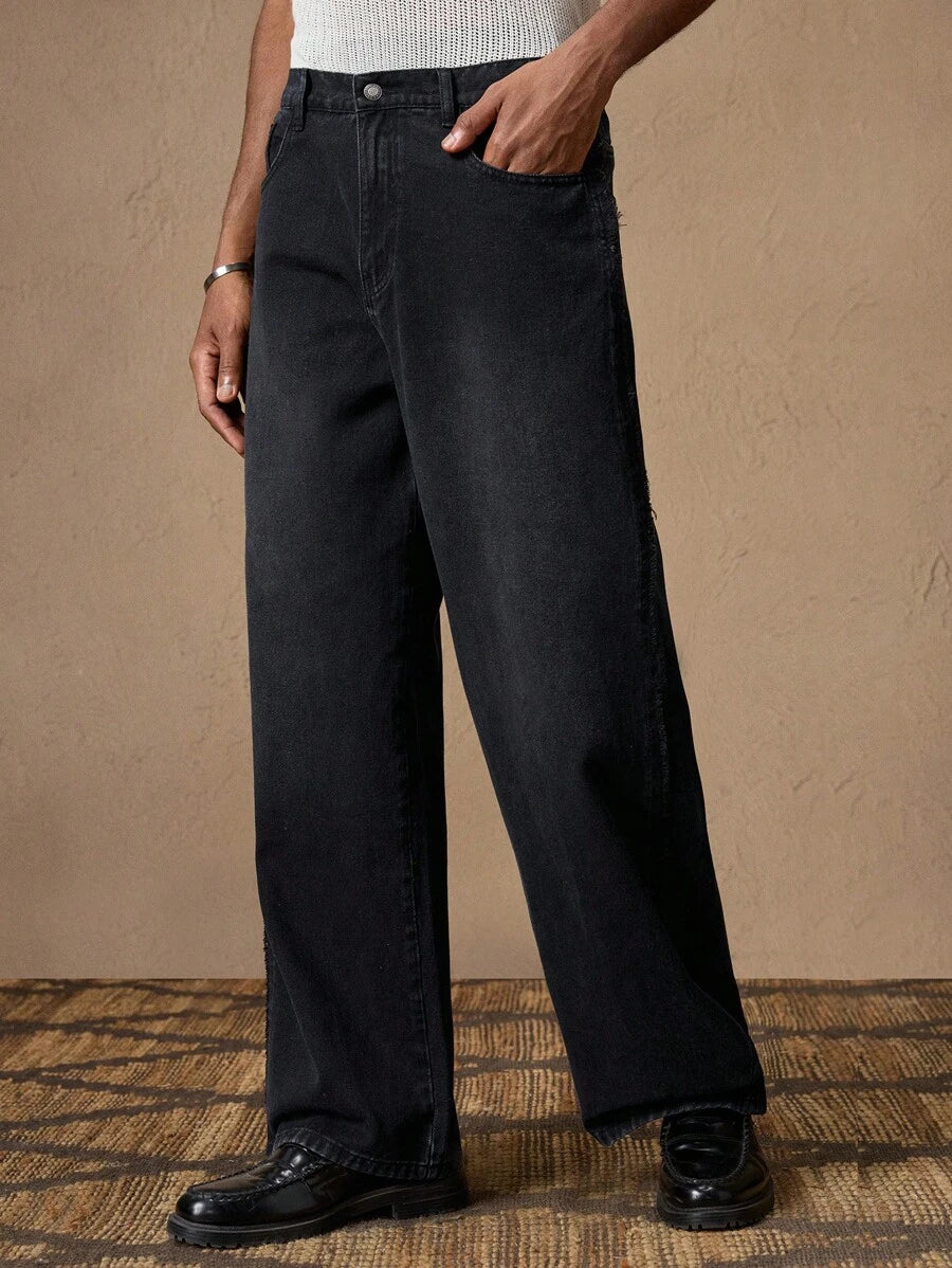 Men's Business Casual Straight Fit Mid-Rise Casual Jeans