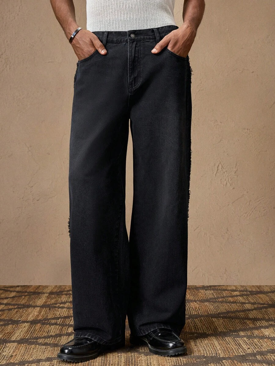 Men's Business Casual Straight Fit Mid-Rise Casual Jeans